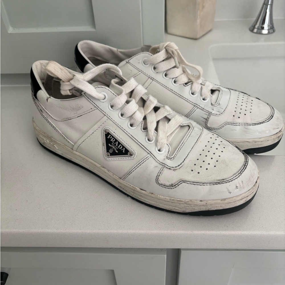 Prada Men's White and Black Sneakers